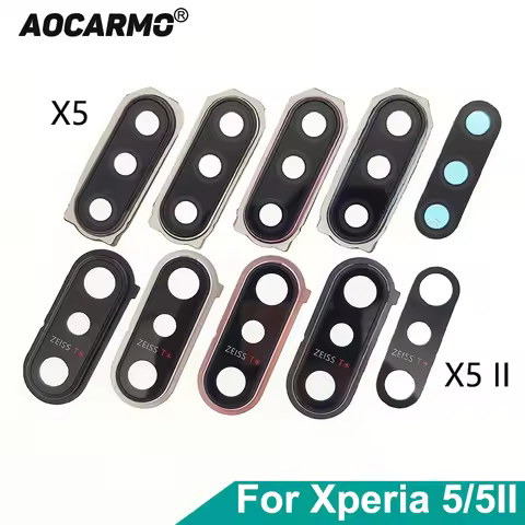Aocarmo Rear Back Camera Lens Len Glass With Metal Frame Ring Adhesive For Sony Xperia 5 X5 J8210 J9