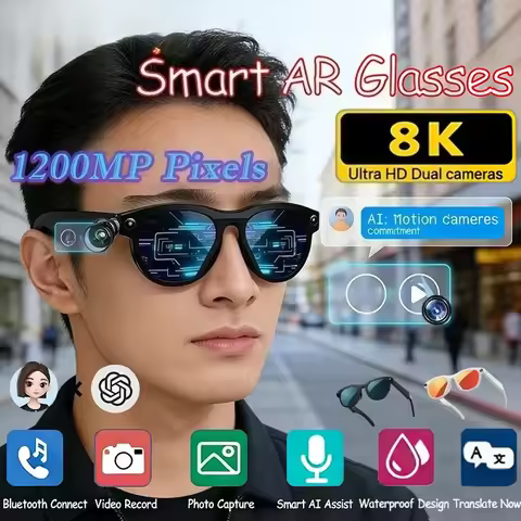 8KHD Smart AI Glasses Color Changing 1200MP Translate Camera Bluetooth Call Voice Assistant Music Co