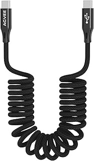 AGVEE 2 Pack 1.5f 1.5ft Coiled Short USB-C to USB-C Charging Cable [USB-IF Certified] 60W PD Fast Ch