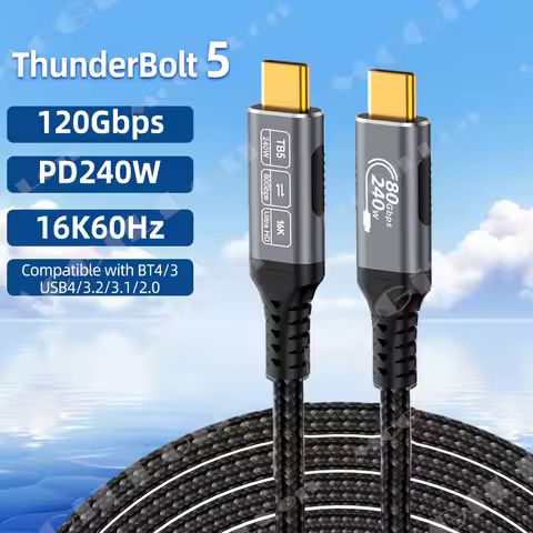 Thunderbolt 5 120Gbps Type C Cable 16K@60Hz 48V/5A PD240W 80Gbps TB5 Type-C to USB C for iPhone Tabl