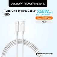 CUKTECH 240W 5A Braided Cable Type-C to Type-C Fast Charging Cable Xiaomi 100W PD3.1 Supercharge for