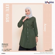 Inspire Tunik ITu 58 Warna Hijau Army Atasan Kerja Motif Garis Stripe