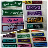Name tag sekolah bersulam/tanda nama rumi dan jawi,mini nametag/label baju sekolah asrama,nametag 2 