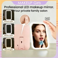 3 Modes LED Makeup Mirror Rechargeable Desk Mirror Dressing Table Mirror Beauty Mirror Fill Light Ad