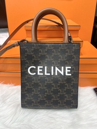 CELINE賽琳～Cabas mini～棕色老花皮革琴譜包托特包Tote包