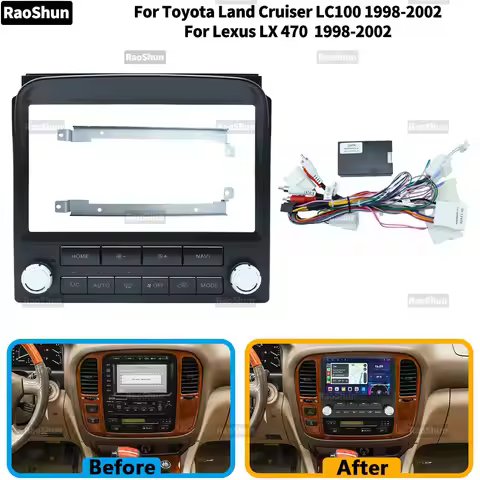 Car Android Radio Frame For Toyota Land Cruiser LC100 Lexus LX 470 1998-2002 9 inch Stereo Panel Har