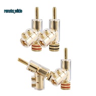 4 Piece 45 Degree Angled Banana Connectors for AV Receiver,Amplifier Speaker Gold