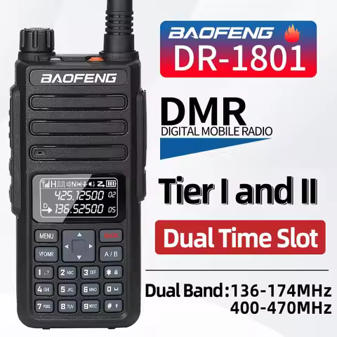 Baofeng DR-1801 Walkie Talkie Tier 1 2 Dual Time Slot Digital DM-1801 Updated UV Dual band 136-174 &