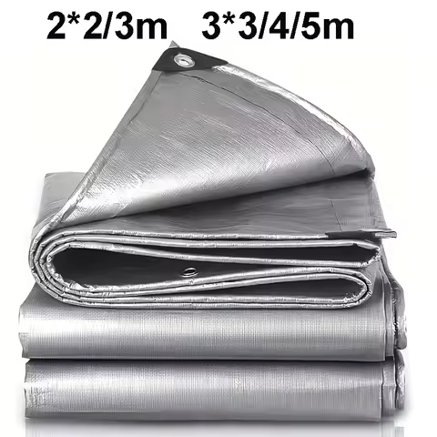 Silver Waterproof Tarpaulin Anti-UV Tarp Multipurpose 2x2m 2x3 3*3 3x4 3mx5 Awning Canopy Rain Cover