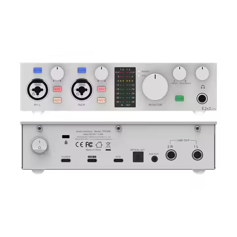 NEW TOPPING E2x2 OTG Professional audio interface 2 in 2 out sound card 8 DAW and 6 LoopBack channel