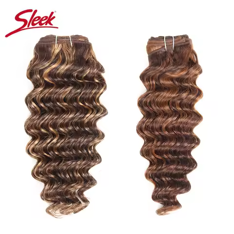 Sleek Hair 1 Piece Only Brazilian Deep Wave Bundles Natural Color Human Hair Weave Deal P1B/30 P4/27