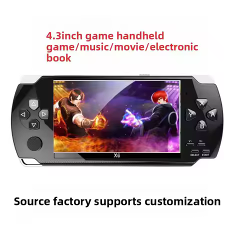 Upgraded X6 PSP Console, 4.3-inch Color Screen, 128-bit GBA Emulator, 8GB Memory, USB Port, Role-Pla