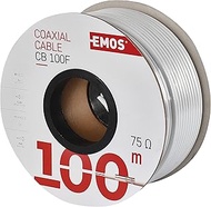 EMOS S5141 Antenna Cable 100 m White Coaxial Cable for SAT, TV and CCTV Type CB100F Double Shielded 