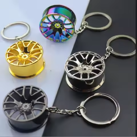 Metal Keychain Car Wheel Hub Auto Logos Key Chain Auto Repair Parts Car Mini Tire Wheel Key Chain 4 
