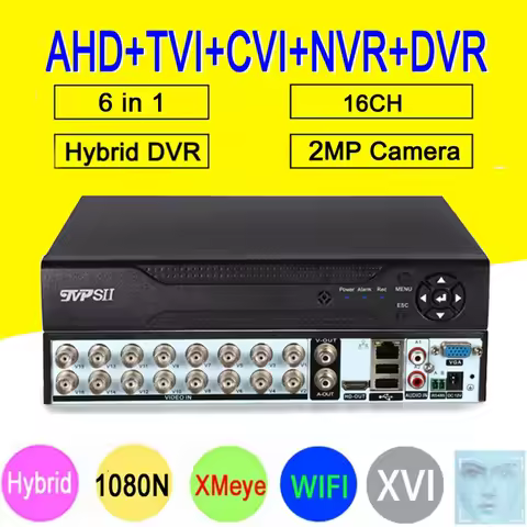 1080P CCTV Camera DC12V 3A 1080N 16CH 16 Channel Face Detection Hybrid 6 in 1 NVR TVI CVI AHD DVR Su