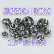 304 Stainless Steel Ball with Thread size 2.5-10 mm x thread hole M1-M6 used for machine components,