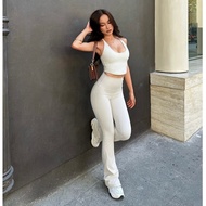 THE BLOOMBLADE CeCe Flare Pant Women's Yoga and Gym Flare Pants in Cloud color