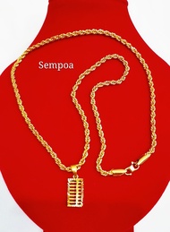 Gold 916 Original Chain for Men and Women Couple Necklace Gold Rope Chain Necklace High Quality Gold Bangkok Original Cop 916 Chain for Women Rantai Leher Emas 916 Lelong Legit Rantai Leher Viral