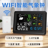 Ramalan Cuaca Jam Elektronik WiFi Meter Kelembapan Suhu Dalaman Termometer Elektronik Jam Cuaca Tuya