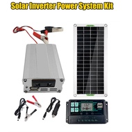 220V Solar Power System 30W Solar Panel Battery Charger 60A Controller 220W Inverter USB Kit Complet