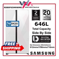【FREE SHIPPING】Samsung 646L Side-by-side Auto Open Door White Glass Inverter AI Energy RS80F65MNWME