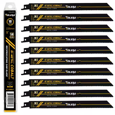 TOLESA 10PCS 6inch / 9inch Heavy Metal Cutting Reciprocating Saw Blades, 14TPI Bi-Metal Sabre Saw Bl