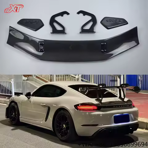 RS Style Carbon Fiber Rear Trunk Wing GT-4 Tail Spoiler Body Kit for Porsche Cayman 718 981 982 987 