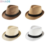 ZHAOS Straw Panama Cap Fashion Gangster Cap Beach Jazz Dress Hat