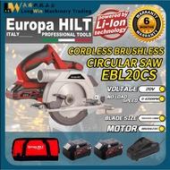 Europa HILT EBL20CS Cordless Brushless Circular Saw 6''1/2 Inch 165MM 20V Li-Ion Battery Solo Set Co