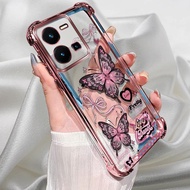 For Vivo Y35 Case pink plating silicone TPU anti drop Back Cover shockproof cartoon phone case Vivo 