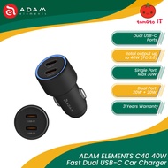 ADAM ELEMENTS C40 40W Fast Dual USB-C Car Charger