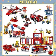 Lego Mitolo fire police plane, intellectual game for children, 640 parts to assemble crane puzzle FC