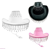sweety Cowgirl Hat Rhinestones Fringe Rave Hats for Cosplays Party Costume Accessories
