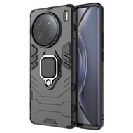 全城熱賣 - 適用於vivo X90 Pro 5G 指環鋼鐵俠PC + TPU手機殼（黑色）