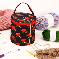 Round Wool Yarn Handheld Storage Bag Portable Knitting Bag with Its Own Thread Hole Tube Bag Crochet