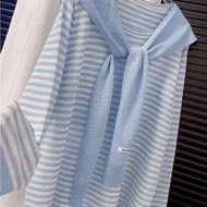 特大码 300 斤 裂缝 条纹 长袖 防晒 宽松 松弛 肥胖 上衣 百搭 披肩 棉质 番茄 套装 大码 宽敞 300斤 宽松百搭两件套 时尚防晒上衣