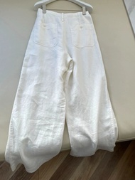 White Ramie Linen Straight Wide Leg Pants Women Summer Thin and Comfortable Elastic High Waist Cotton Linen Casual Long Pants