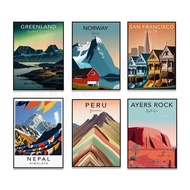 Mongolia, Peru, Nepal print Himalayas, Amsterdam Netherlands, San Francisco, Greenland, Norway, Ulur