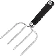 1 Piece Stainless Steel Poultry Lifter Four Needle Meat Fork Roaster Poultry Fork Roaster Fork Turkey Lifter Turkey Fork Meat Lifting Fork for Transfer Chicken or Ham Easily, Black