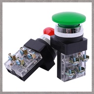 (VCBZ) Red Green AC 250V 6A DPST Momentary Mushroom Push Button Switch
