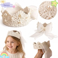 FANSIN Baby Crown Headband, Mesh Bow Crown Shape Kids Crown Headpiece,  Hollow Lace Girls Crown Hair