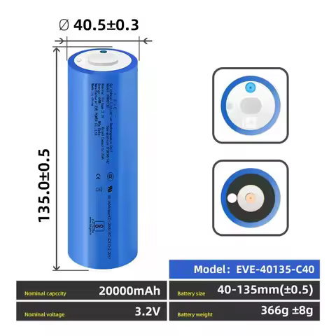 Original EVE IFR40135 LiFePO4 C40 3.2V 20Ah Battery 20000mah 3C/60A Rechargable Batteries Electric V