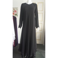 Jubah Abaya Hitam Plain Lapis Berbatu