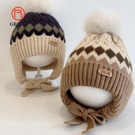 GREATMY Kids Earmuffs Cap, 2-5 Year Baby Windproof Baby Knitted Hat, Cute Thicken Warm Children Head