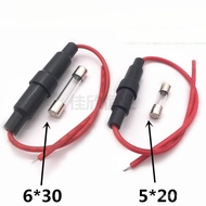 Fuse Holder with Wire 5 * 20 6X30MM 10A Glass Tube Fuse Holder Fuse Sleeve Durable 250V