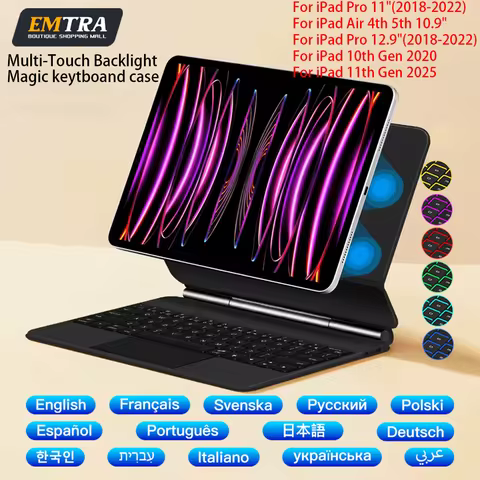 Magic Keyboard for iPad 12.9 Por 6th 5th 4th 3rd Bluetooth Keyboard with Touchpad for iPad Air 13 M2