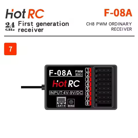 HOTRC F-08A 8CH PWM 2.4G Receiver for Hotrc transmitter CT-6A CT-6B CT-8A CT-8B CT-10B HT-10A DS600