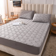 Plain Color Mattress Protector Thicken Fitted Bedsheet Single / Queen / King Size Quilted Sheets Mattress Topper