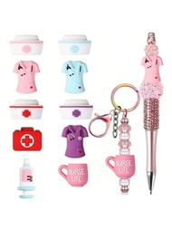 6/25/28/55pcs 3D Nurse Uniform, Injection Syringe Silicone Beads - Nurse Series Silicone Bead Set, 1