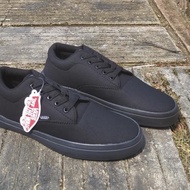 HITAM Vans Era Shoes Plain Black School Shoes College Work - 36